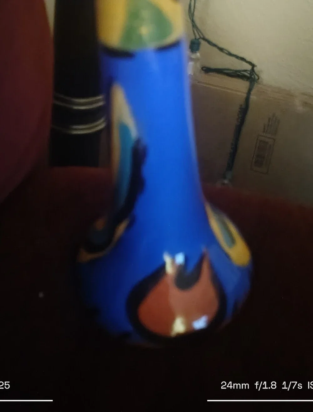 Hand-Painted Blue Ceramic Vase by